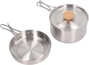 AYNEFY Portable Camping Pot and Pan Set with Storage Bag 304 Stainless Steel Cookware Mess Kit for Picnic Fishing