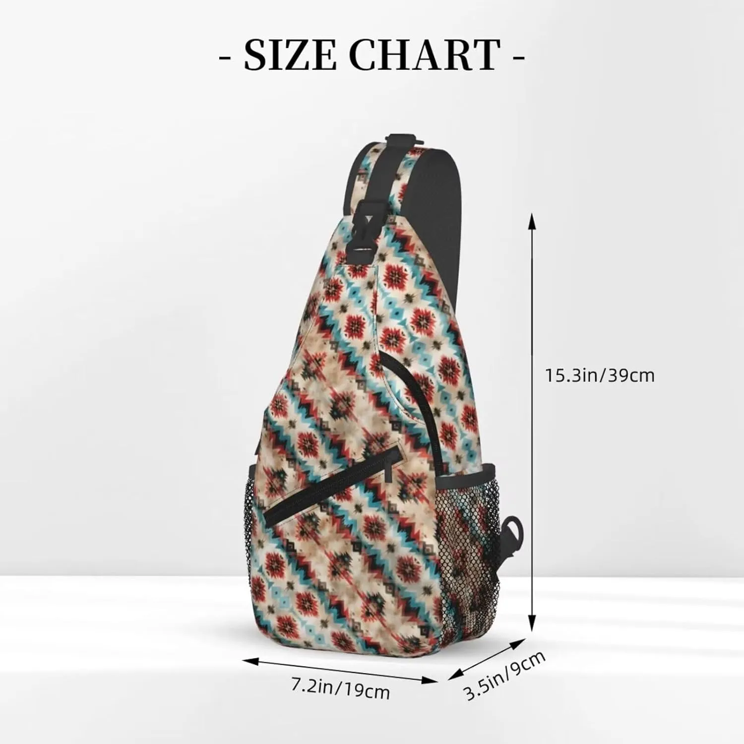 Aztec Southwest Mini Sling Bag for Men and Women Ethnic Tribal Small Crossbody Bag Lightweight Casual Waterproof Chest Bag for Travel Phone, Geometry