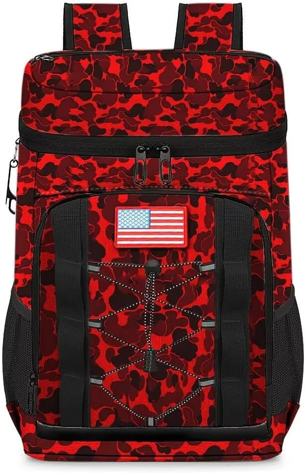 Backpack Cooler, 35 Can Cooler Backpack Insulated Soft Cooler Bag, Camping Cooler, Beach Cooler, Refrigerator Backpack, Lightweight Waterproof Lunch Backpack for Men and Women - Camouflage