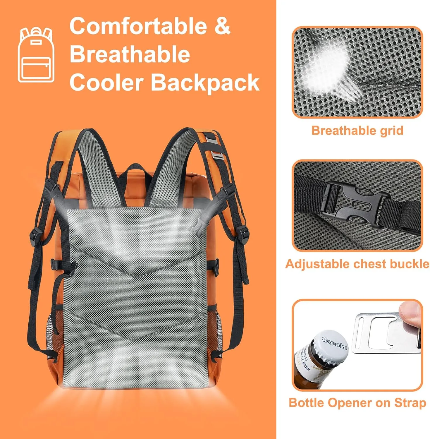 Backpack Cooler 42 Cans Insulated Leak Proof, Soft Lightweight Lunch Multifunctional Cooler Backpack Insulated Waterproof for Women Men