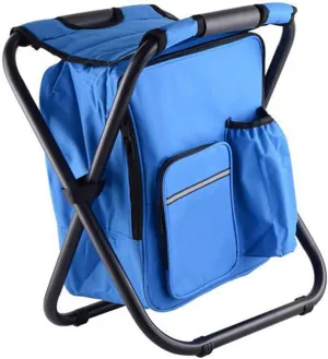 Backpack Cooler Chair, Portable Chair Backpack Folding Stool, Multi Pocket Design, Lightweight Large Capacity Folding Camping Stool for Travel Beach Hiking Picnic