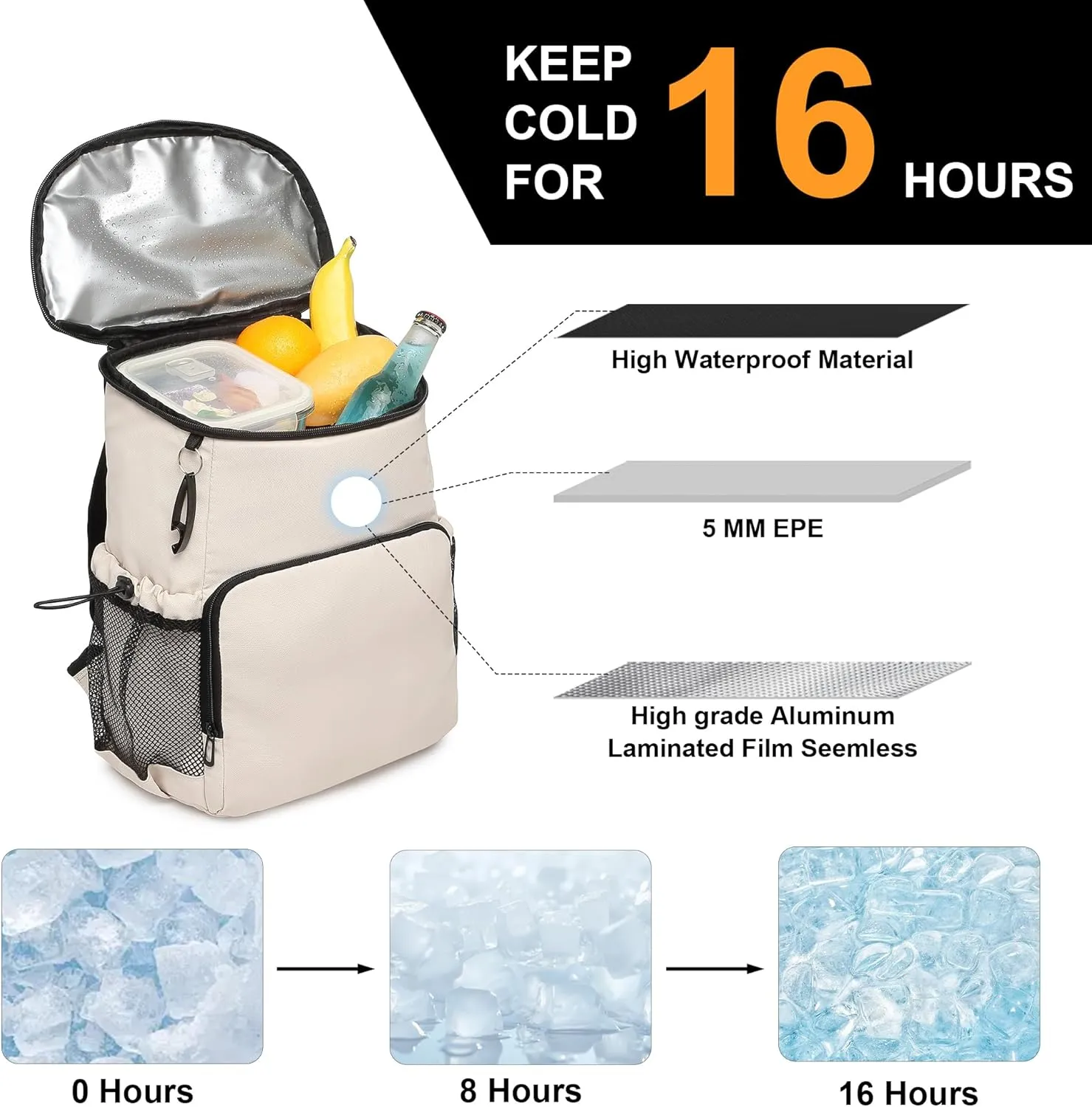 Backpack Cooler for Men and Women Insulated Waterproof Soft Lightweight Cooler Bag Leakproof 30 Cans Travel Camping Picnic Beach