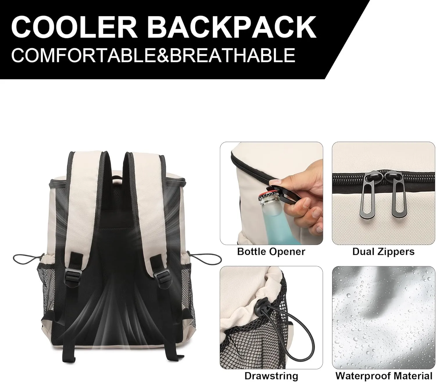 Backpack Cooler for Men and Women Insulated Waterproof Soft Lightweight Cooler Bag Leakproof 30 Cans Travel Camping Picnic Beach