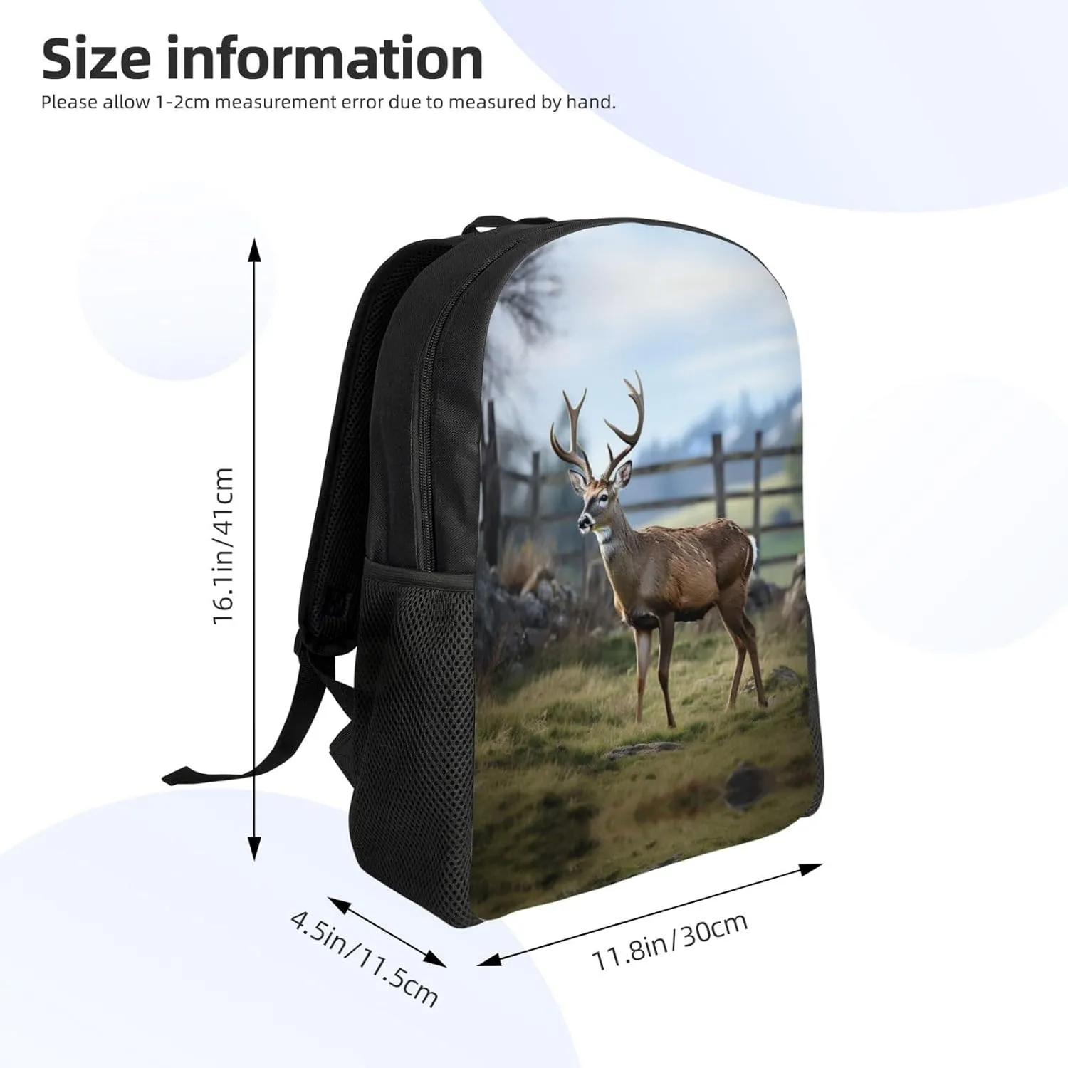 Backpack for Men Women Laptop Backpack Dolphin in the coral reef Daypack Laptop Bag for Travel, Deer Animal, One Size