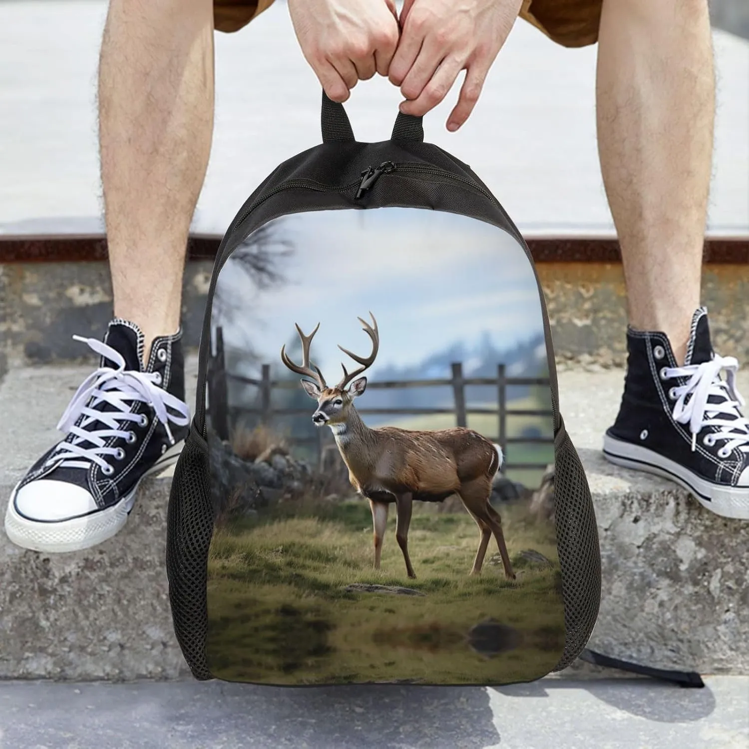 Backpack for Men Women Laptop Backpack Dolphin in the coral reef Daypack Laptop Bag for Travel, Deer Animal, One Size