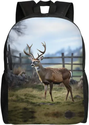 Backpack for Men Women Laptop Backpack Dolphin in the coral reef Daypack Laptop Bag for Travel, Deer Animal, One Size