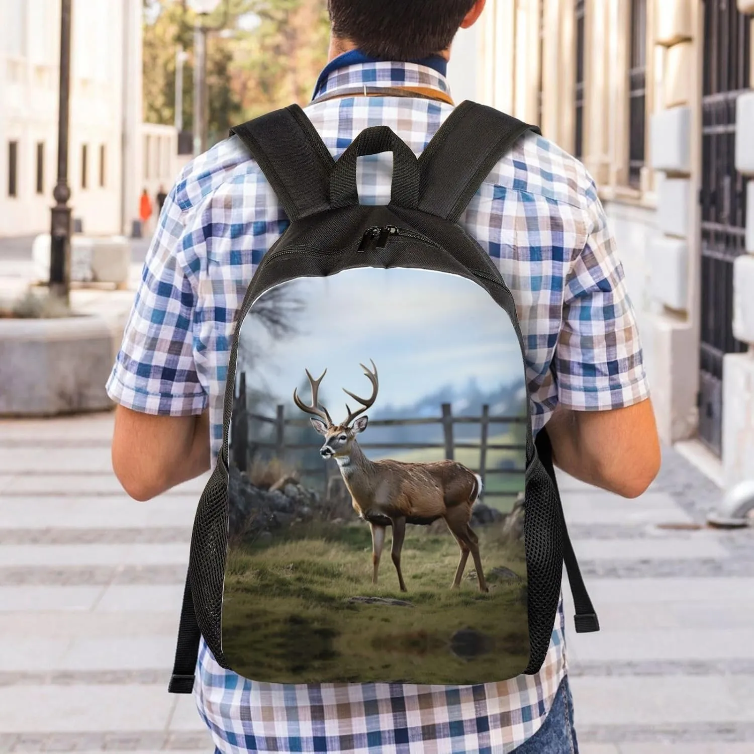 Backpack for Men Women Laptop Backpack Dolphin in the coral reef Daypack Laptop Bag for Travel, Deer Animal, One Size
