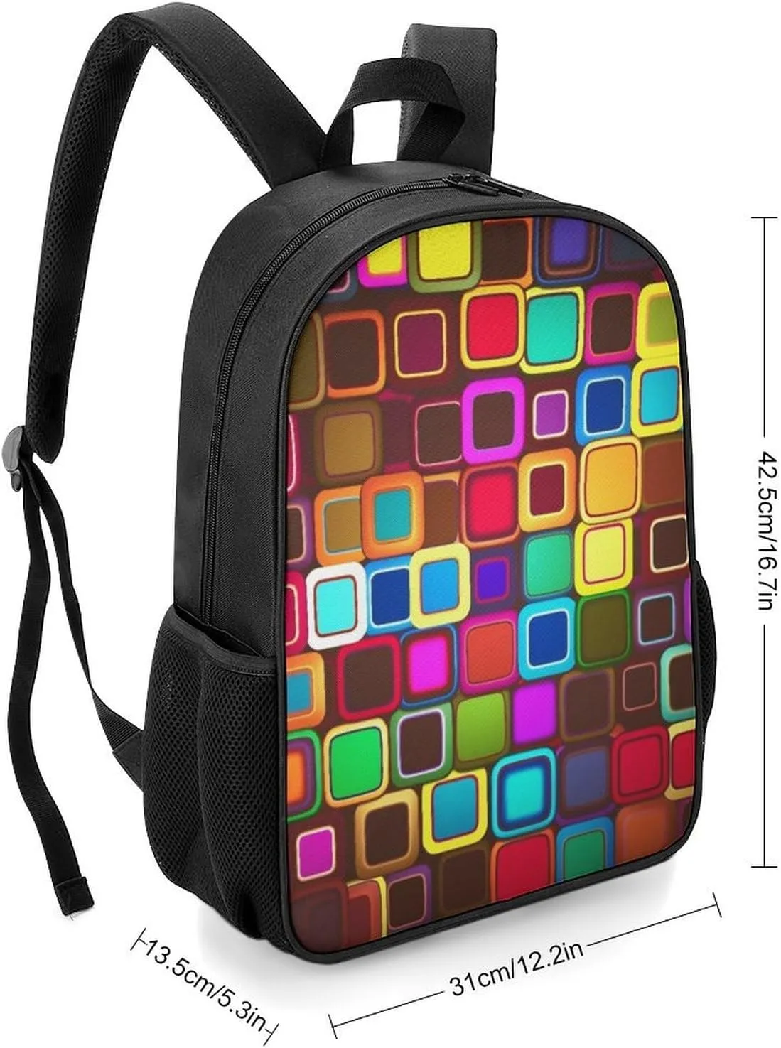 Backpack for Women Men Travel Colorful Squares Daypack Lightweight Laptop Bag Carry On Backpacks for Work