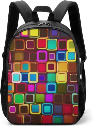 Backpack for Women Men Travel Colorful Squares Daypack Lightweight Laptop Bag Carry On Backpacks for Work