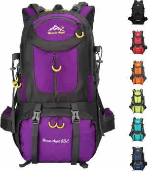 Backpack Hiking Camping Backpack Daypack 40L 50L 60L Water Resistant Lightweight Travel Backpack For Wemen Men (Purple, 60L)