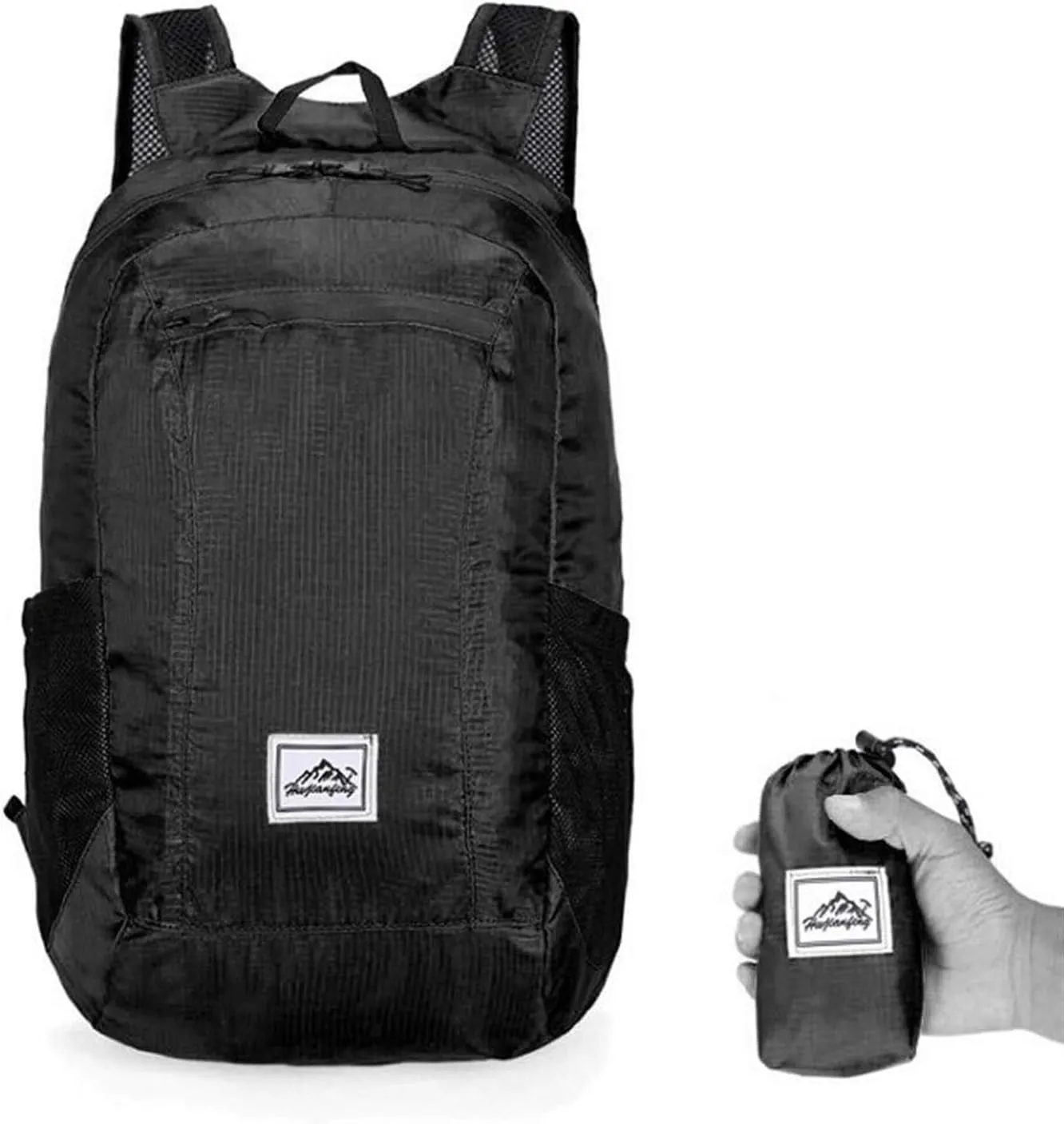 Backpack, Lightweight Portable Foldable Backpack Waterproof Backpack Folding Bag Ultralight Outdoor Pack for Women Men Travel Hiking(Black)
