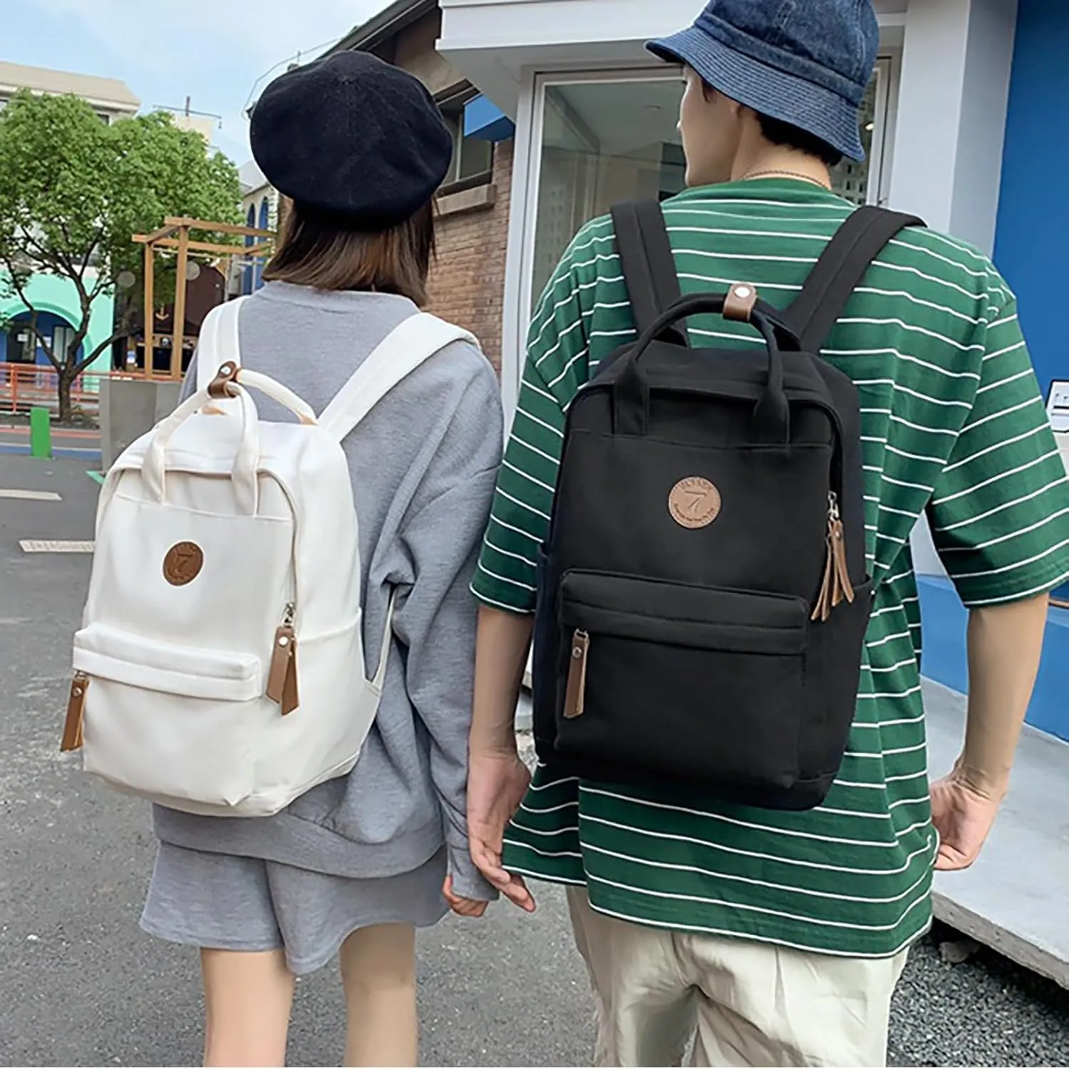 Backpack Men And Women Couples Shoulder Bag Fashion Simple Personality Large Capacity Backpack Rack (White, One Size)