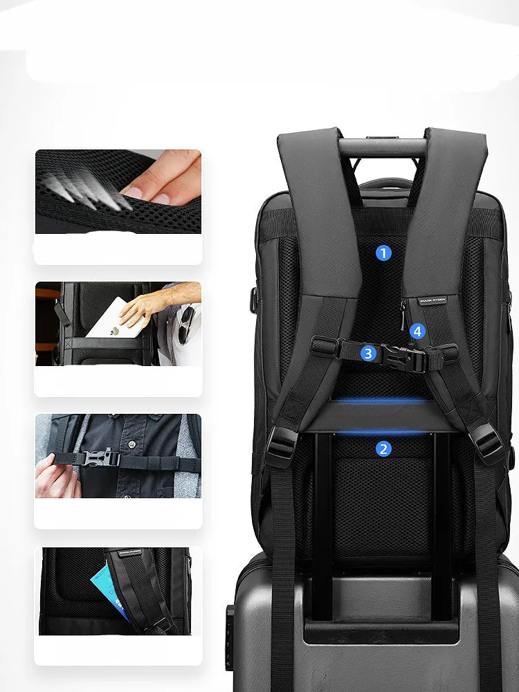 Backpack Men'S Backpack Emergency Raincoat Large Capacity Business Trip 17 Inch Laptop Bag