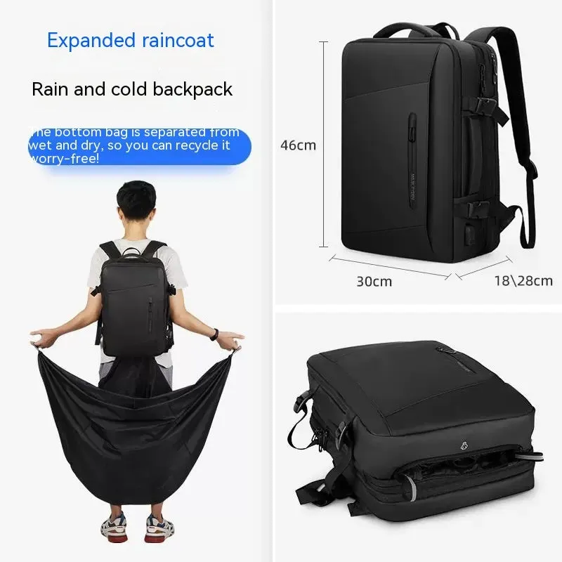 Backpack Men'S Backpack Emergency Raincoat Large Capacity Business Trip 17 Inch Laptop Bag