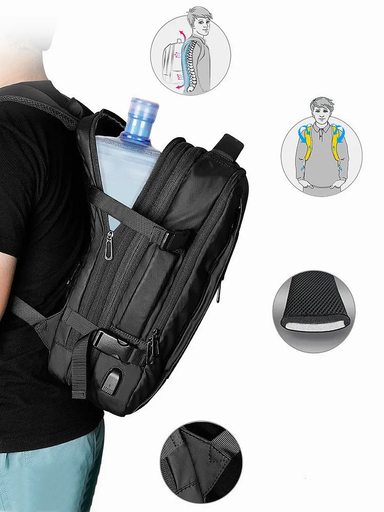 Backpack Men'S Backpack Emergency Raincoat Large Capacity Business Trip 17 Inch Laptop Bag