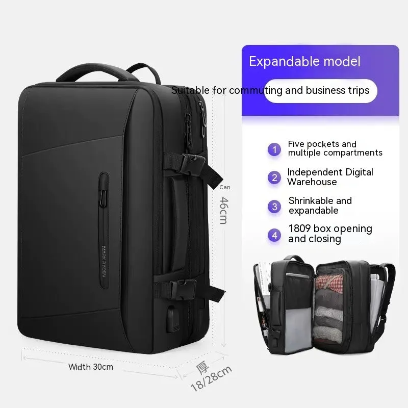 Backpack Men'S Backpack Emergency Raincoat Large Capacity Business Trip 17 Inch Laptop Bag