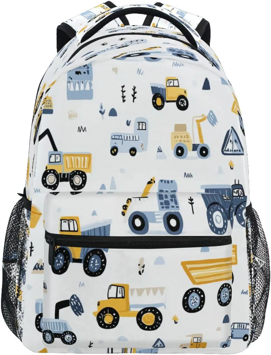 Backpack School Bookbag Travel Bag Yellow Blue Build Construction Transport Car for Girls Boys Teen
