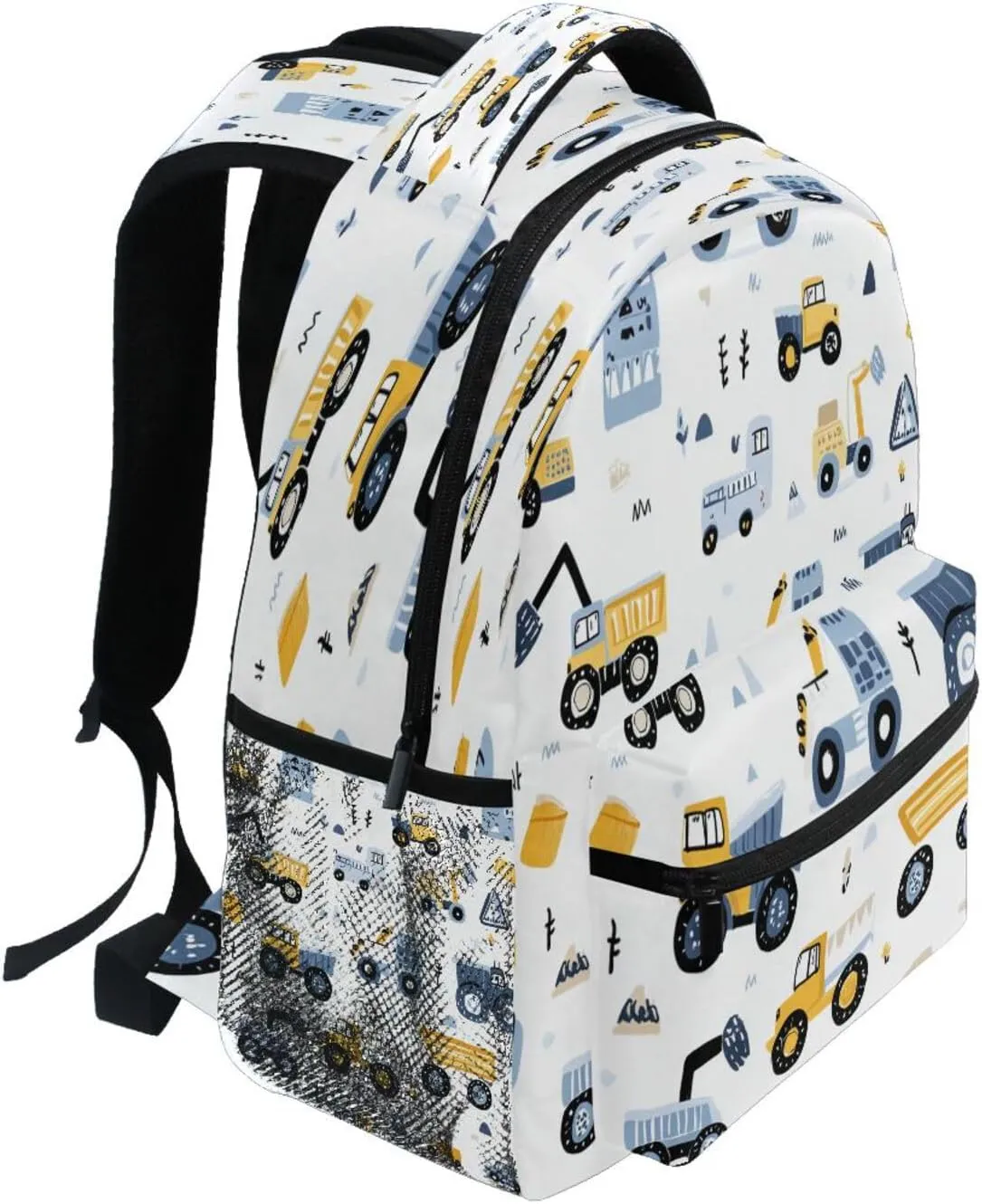 Backpack School Bookbag Travel Bag Yellow Blue Build Construction Transport Car for Girls Boys Teen