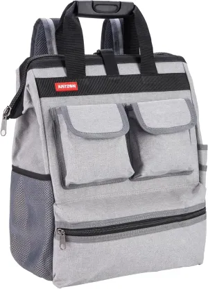 Backpack Tool Bag with Padded Back Support Heavy Duty Tool Kit Carrier Storage Bags for Electrician, Plumber, HVAC, Cable Repairman