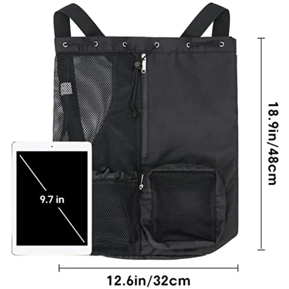 Bag Drawstring Beach Storage Backpacks with Wet Pockets Thickened Mesh Lightweight Comfortable for Training
