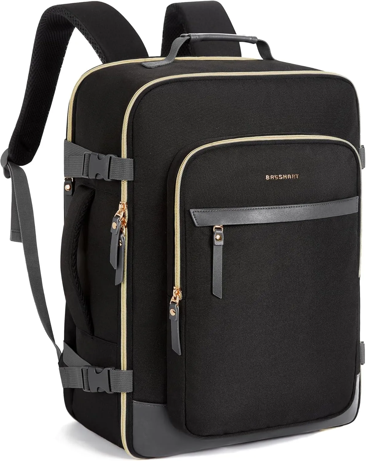 BAGSMART Travel Backpack for Women, Large 40L Carry-On Backpack Fits 17.3 Inch Laptop, TSA Approved Water-Resistant Weekender Gym Backpack, Black