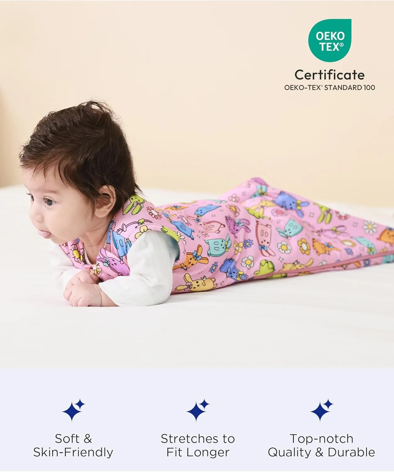 Bamboo Viscose Infant Sleep Sack 1.0 TOG Sleeveless Sleep Bag for Baby with 2-Way Zipper