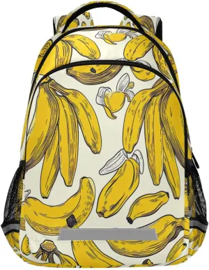 Banana Print Design Waterproof Backpack - Casual Outdoor Sports Daypack with Ergonomic Shoulder Straps#276