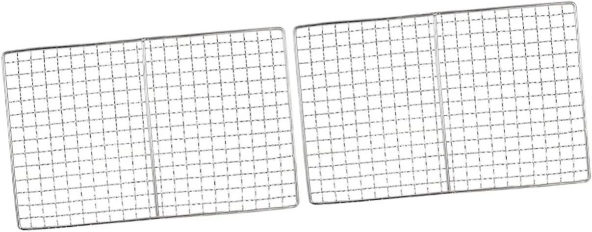Barbecue net, barbeque grill outdoor,2 Pcs Stainless Steel Grill Portable Smoker Grill Outdoor Grills Hibachi Grill Grilling Grid Bbq Fish Rack Smoker Mesh Grate Barbecue Mesh Barbecue Accessories Bar