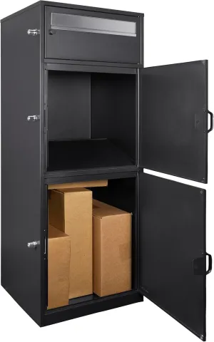 Barska Large Package Delivery Parcel Mail Steel Drop Box for Porch with Advanced Push Lock & Patented Shelf for Large Parcel