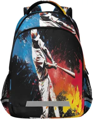 Baseball Player Design Waterproof Backpack - Casual Outdoor Sports Daypack with Ergonomic Shoulder Straps#578