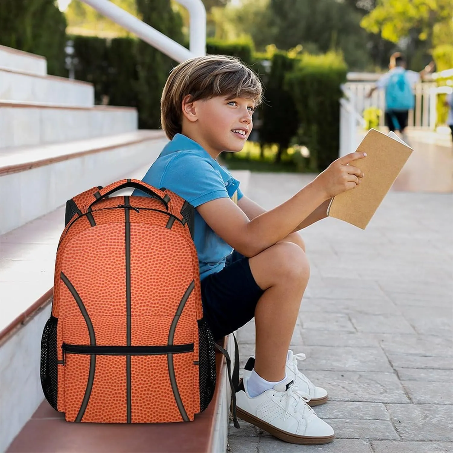 Basketball Backpack for Girls & Boys, 17 Inch Basketballs Print Backpacks for School, Cute Lightweight Bookbag for Kids