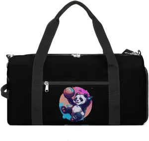 Basketball Panda Slam Dunk Gym Bag Duffle Bag for Travel Lightweight Carry On Tote Weekender Bags for Women Men