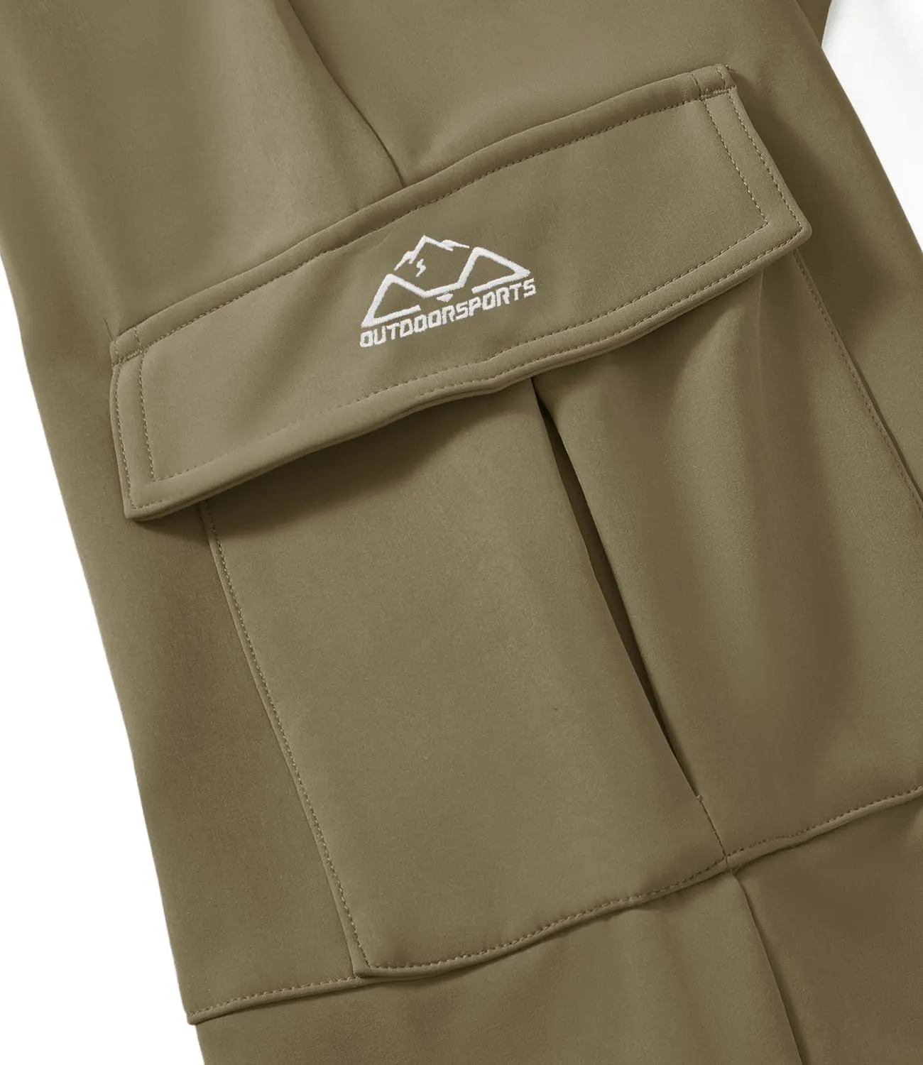 BASUDAM Men's Cargo Work Pants Snow Waterproof Softshell Winter Fleece Lined Insulated Outdoor Mountain with 6 Pockets