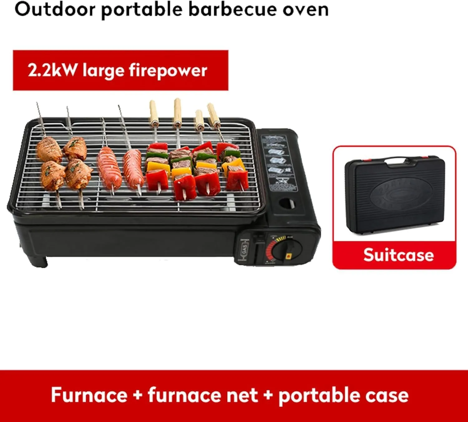 BBQ Grill Butane Camping Stove (Only Portable Gas Stove with Case) Ideal for Outdoor Cooking/Camping/Road Trips, Precise Heat Contro l Outdoor camp