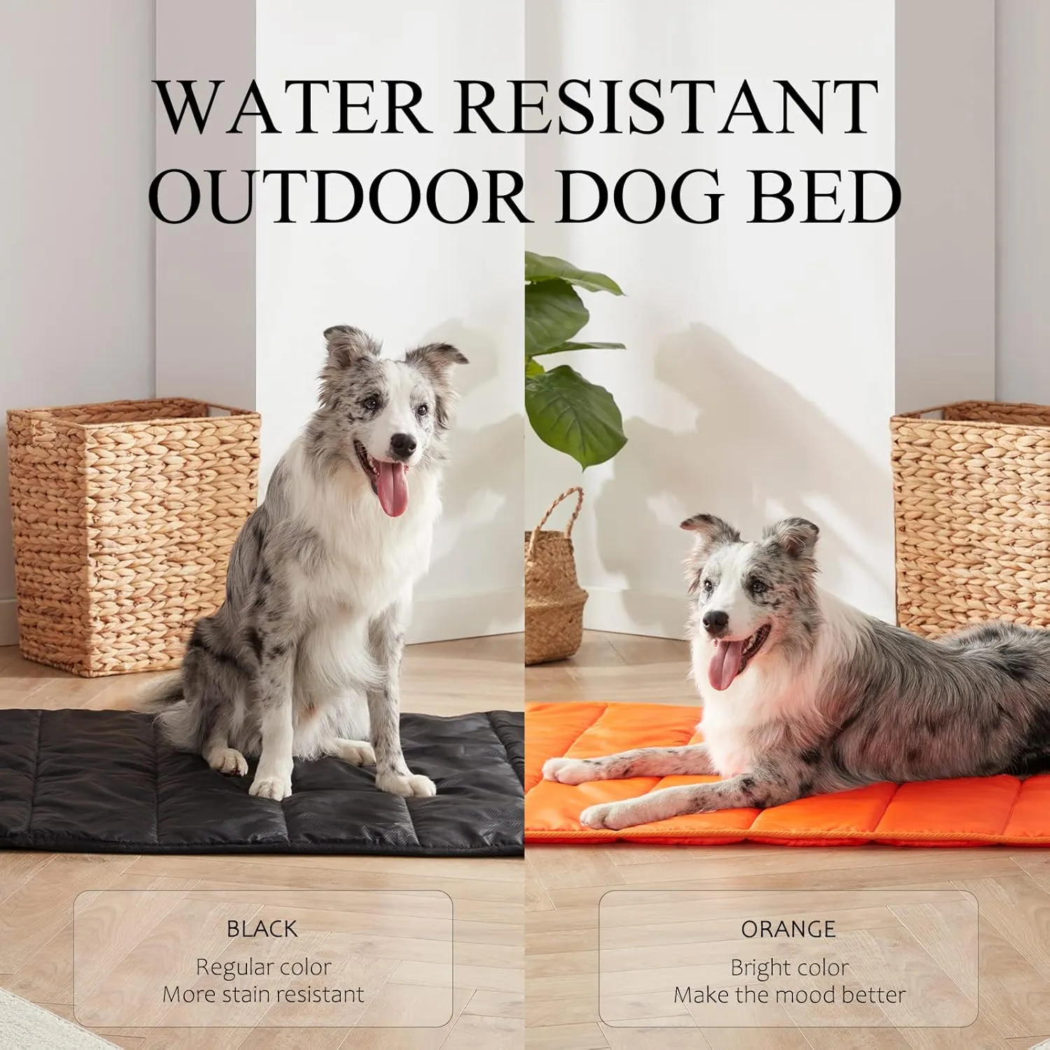 BDEUS 43x25In Large Size Outdoor Dog Bed, Waterproof & Portable Camping Travel Pet Mat, Easy to Clean, Washable Odor Resistant Pet Cooling Pad (Orange)