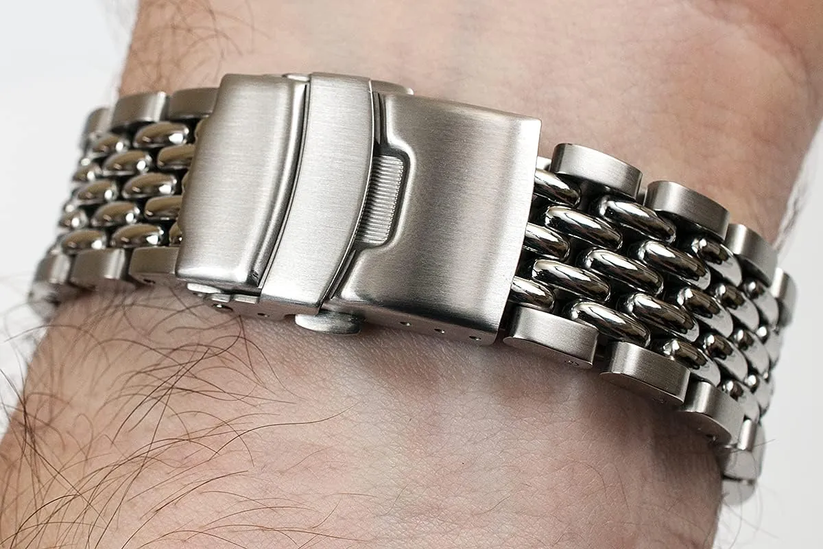 Beads of Rice Watch Bracelet Band Strap - Stainless Steel Vintage BOR 18mm 19mm 20mm 21mm 22mm 24mm