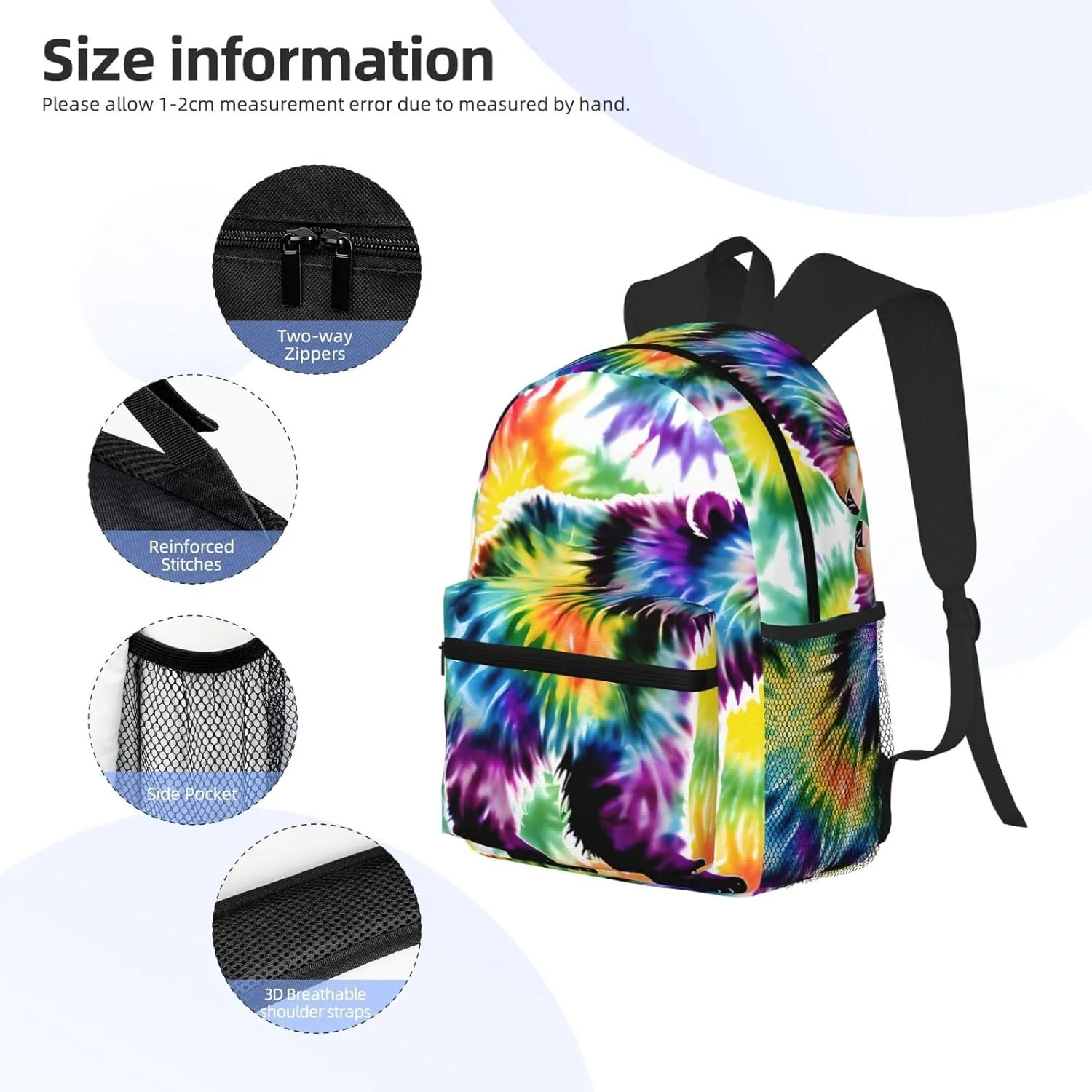Bear Dancing Tie Dye Print Comfortable Backpack,Your Essential Casual Travel Bag For Outdoor Adventures, SB-122
