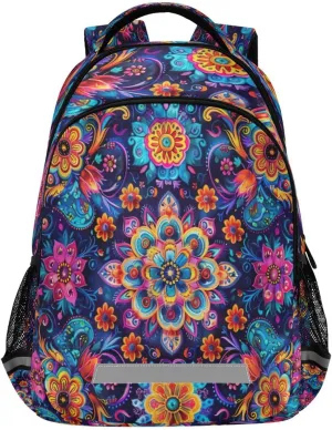 Beautiful Mexican Floral Patterns Design Waterproof Backpack - Casual Outdoor Sports Daypack with Ergonomic Shoulder Straps#918