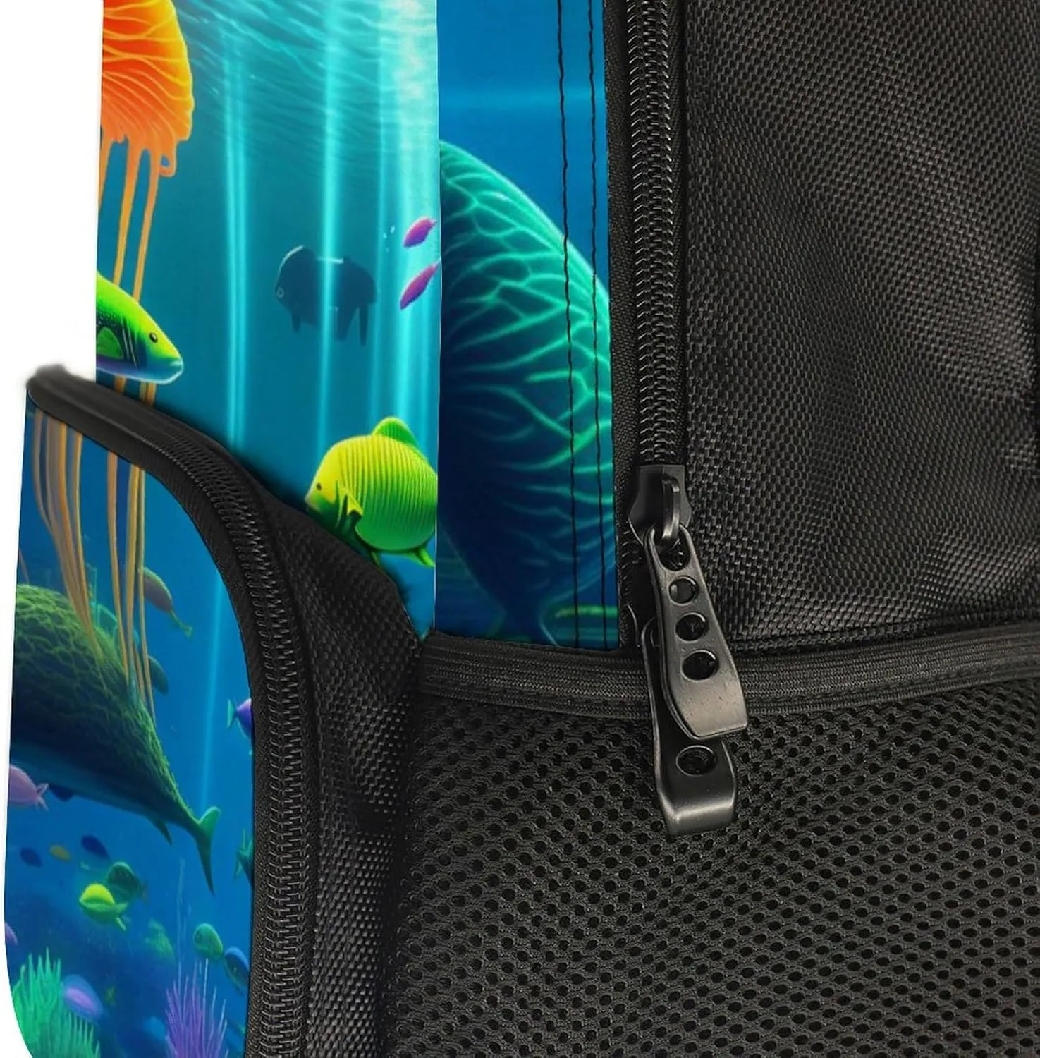 Beautiful Underwater World Fish Jellyfish Art Rucksacks Lightweight Multipurpose Anti-Theft Shoulder Bag Big Capacity Traveling & Camping Backpack With Side Pockets