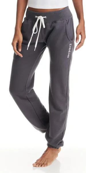 bebe Womens Sweatpants with Pockets, French Terry Joggers for Women, Comfy and Cute Sweatpants, Lounge Pants