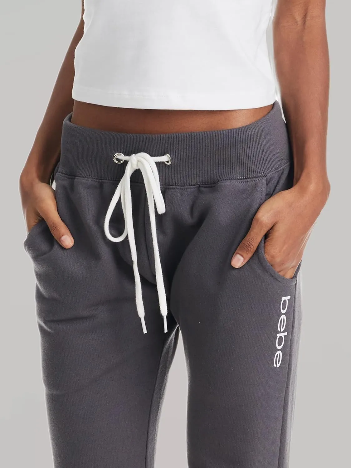 bebe Womens Sweatpants with Pockets, French Terry Joggers for Women, Comfy and Cute Sweatpants, Lounge Pants