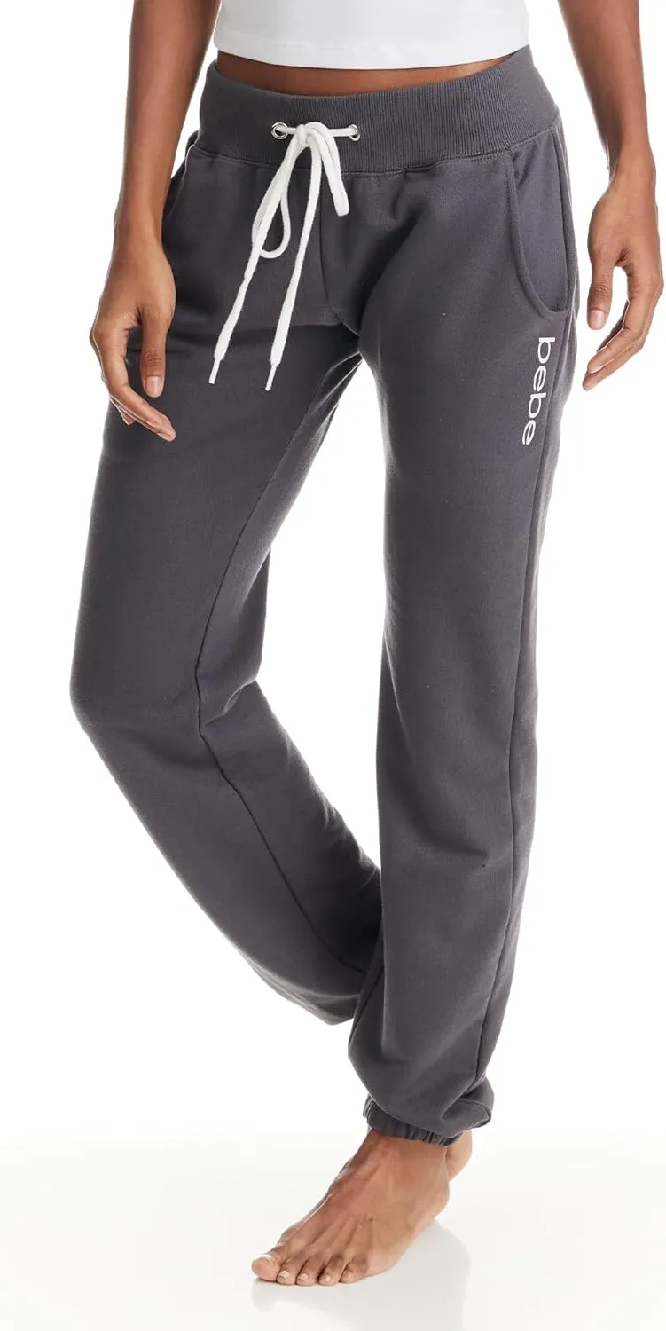 bebe Womens Sweatpants with Pockets, French Terry Joggers for Women, Comfy and Cute Sweatpants, Lounge Pants