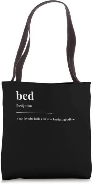 bed sleeping Definition Dictionary Design Tote Bag