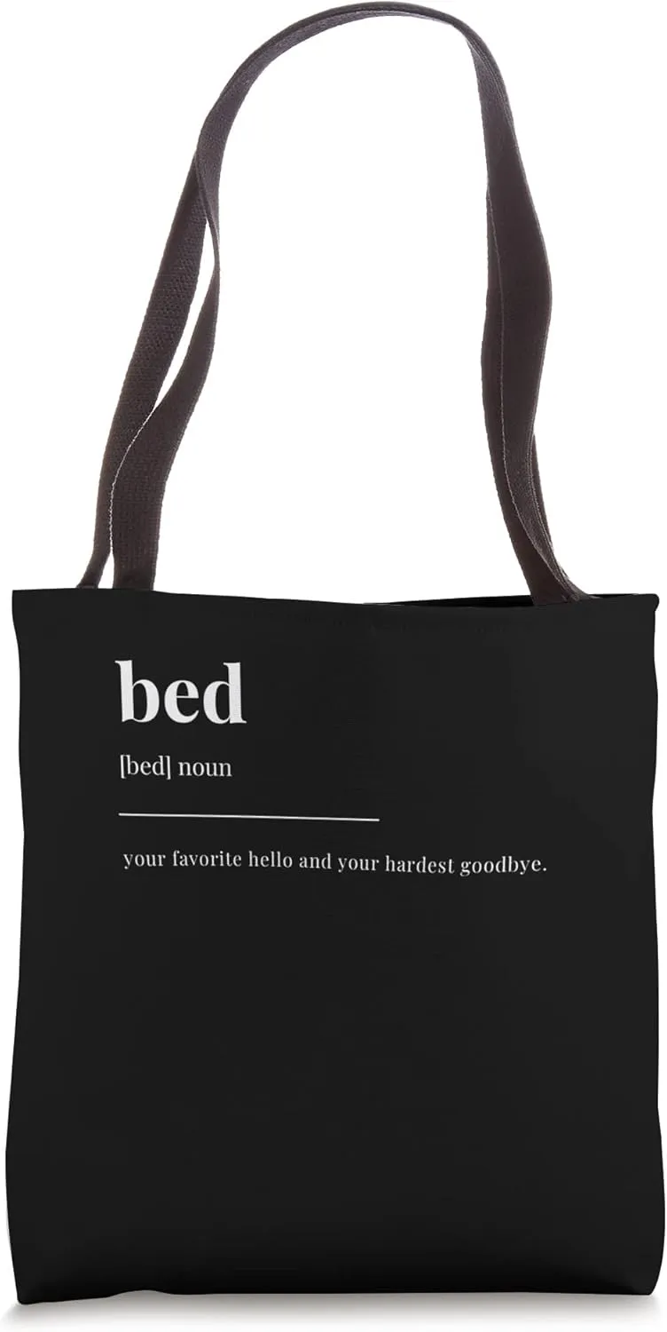 bed sleeping Definition Dictionary Design Tote Bag