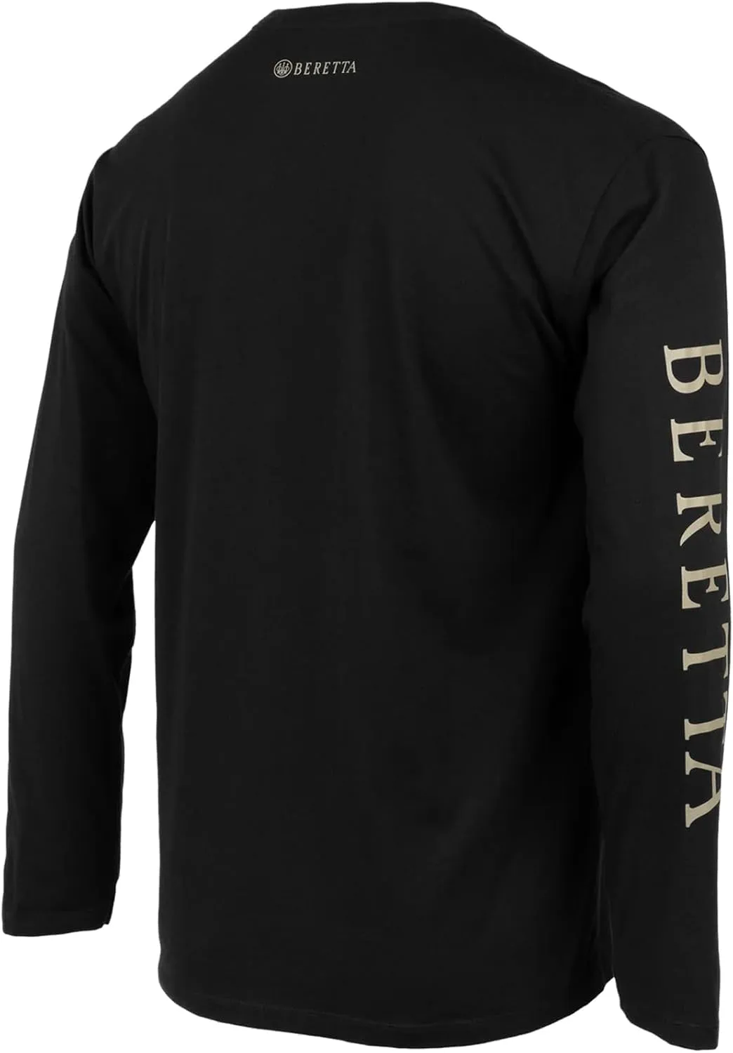 Beretta Men's Trident Logo Casual Durable Multi-Purpose Comfortable Cotton Blend Ribbed Crew Neck Plain Long Sleeve T-Shirt