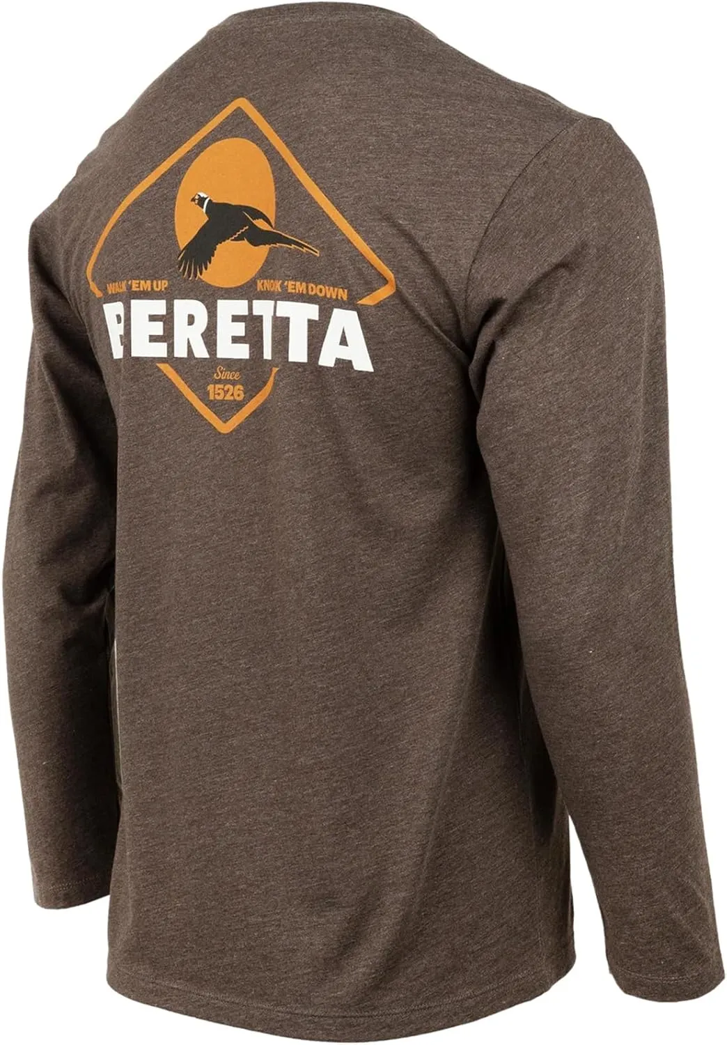 Beretta Men's Walk Em Casual Durable Multi-Purpose Comfortable Cotton Blend Ribbed Crew Neck Long Sleeve T-Shirt with Logo