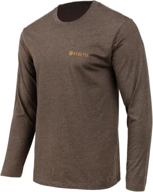 Beretta Men's Walk Em Casual Durable Multi-Purpose Comfortable Cotton Blend Ribbed Crew Neck Long Sleeve T-Shirt with Logo
