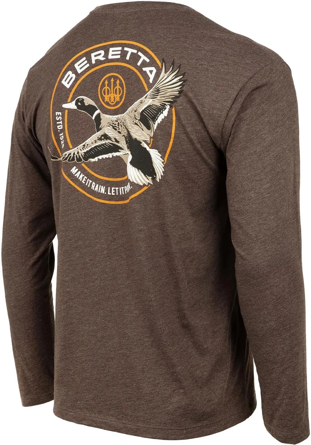 Beretta Men's Wing Drop Casual Durable Multi-Purpose Comfortable Cotton Blend Ribbed Crew Neck Long Sleeve T-Shirt with Logo