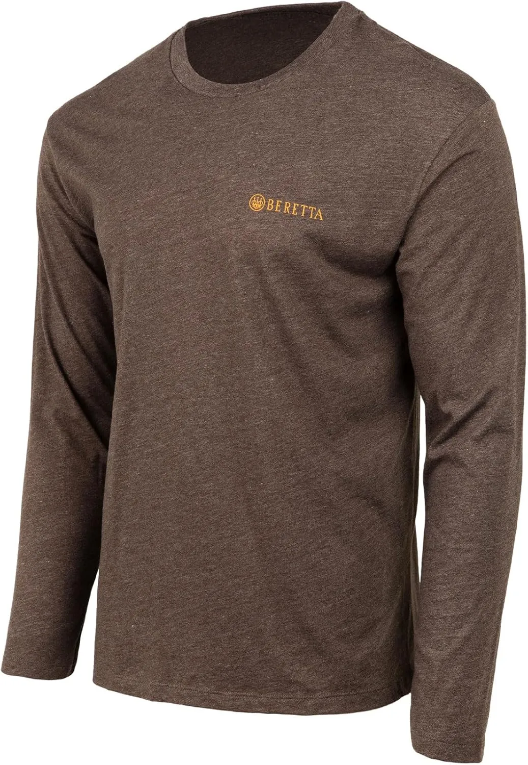 Beretta Men's Wing Drop Casual Durable Multi-Purpose Comfortable Cotton Blend Ribbed Crew Neck Long Sleeve T-Shirt with Logo