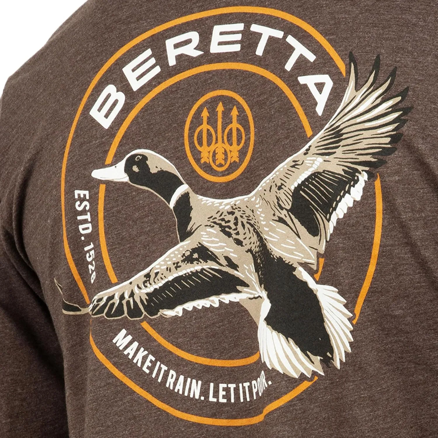 Beretta Men's Wing Drop Casual Durable Multi-Purpose Comfortable Cotton Blend Ribbed Crew Neck Long Sleeve T-Shirt with Logo